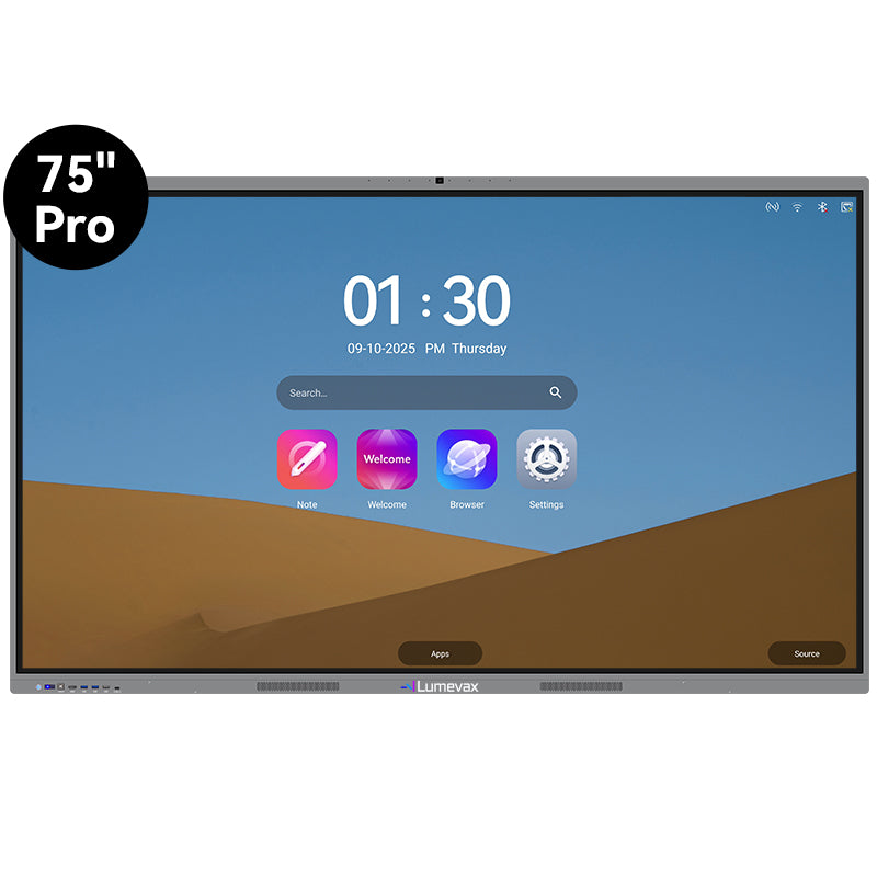 Lumevax Interactive Flat Panel Pro – AI-Powered 4K Smart Board for Executive Boardrooms & Hybrid Collaboration (65” to 110”)